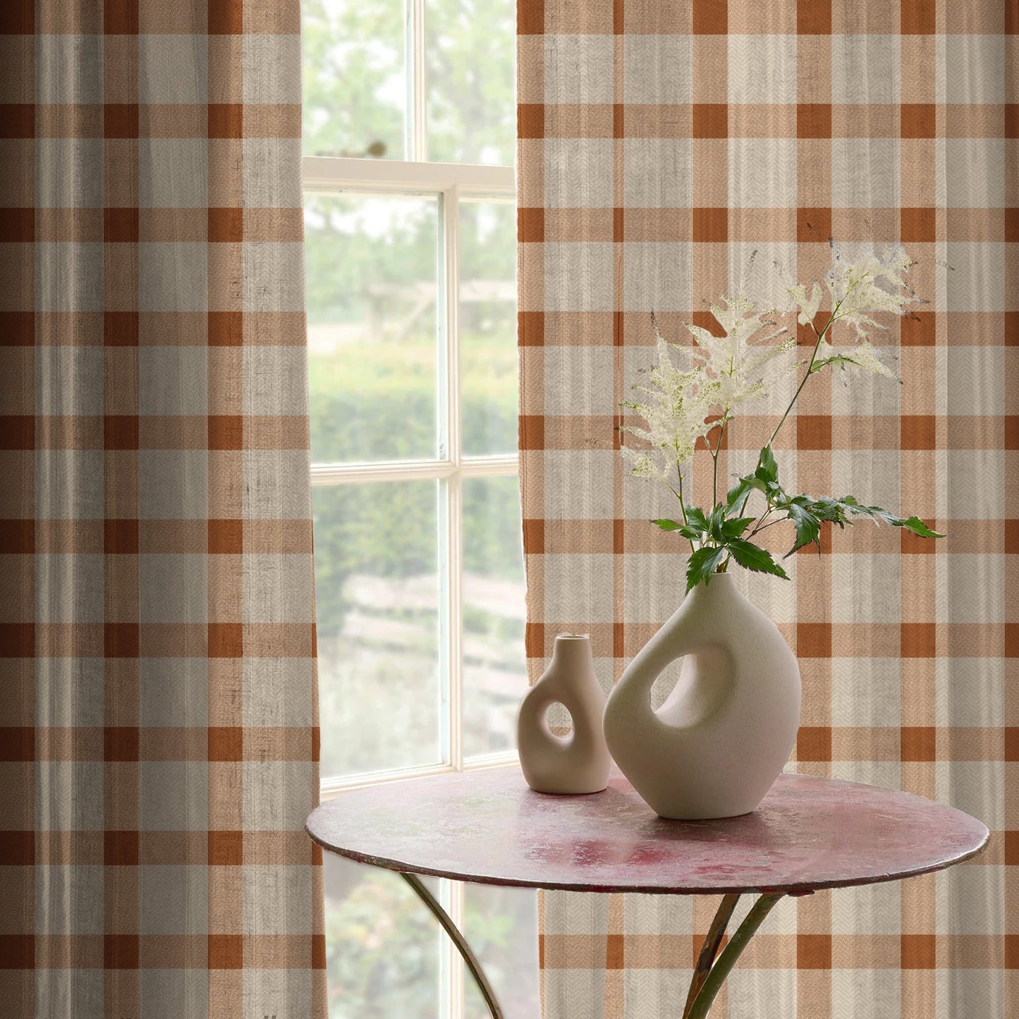 Digital Boho Printed Twill Textured Room Darkening Curtains Set Of 2 - DS535C