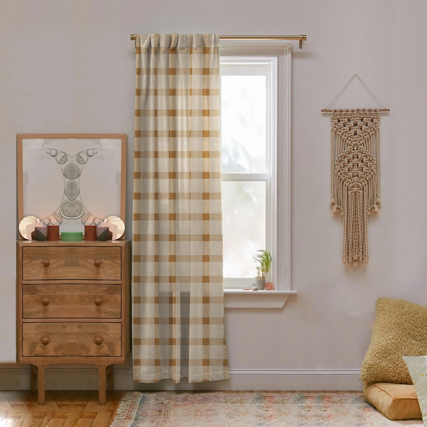 Digital Boho Printed Twill Textured Room Darkening Curtains Set Of 2 - DS535D