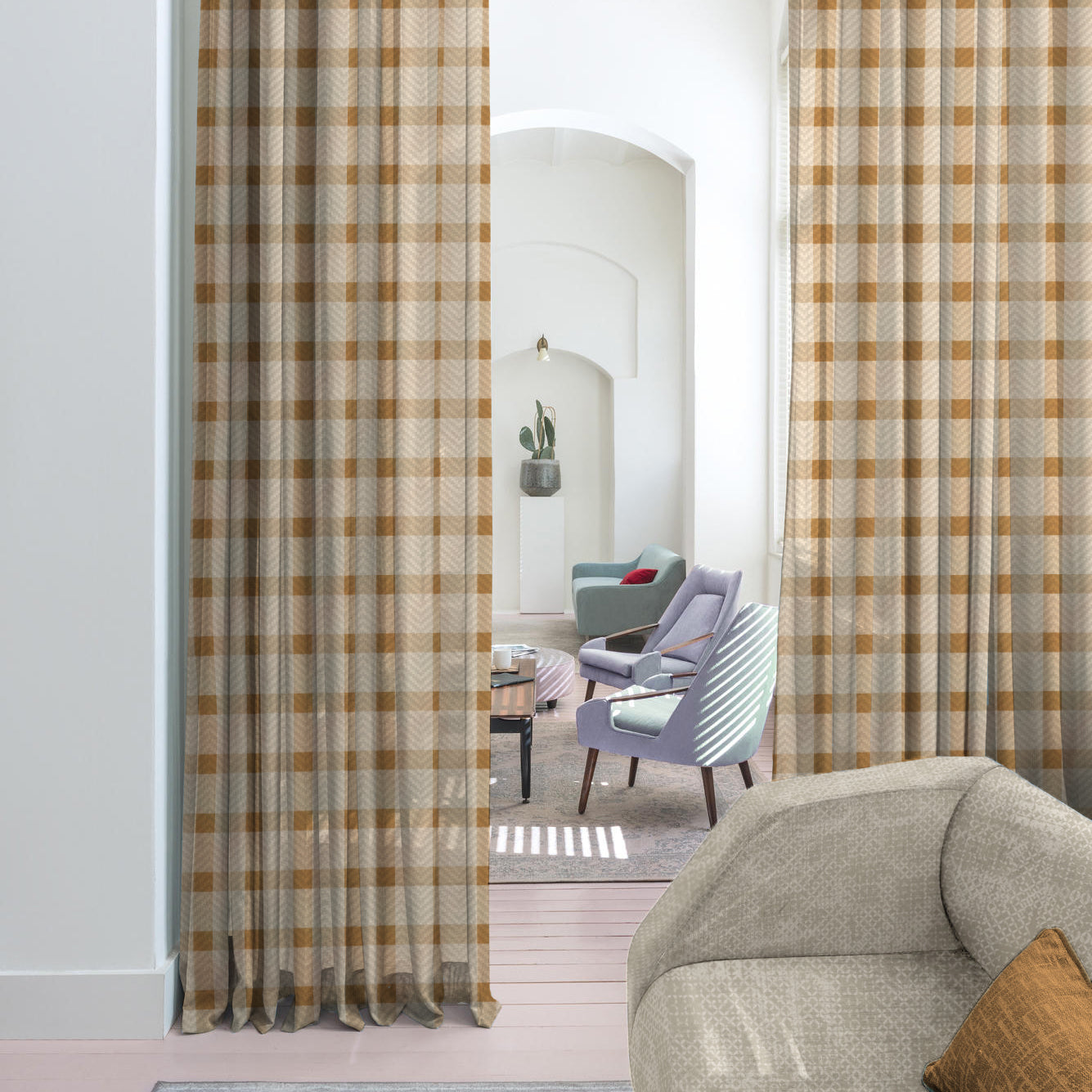 Digital Boho Printed Twill Textured Room Darkening Curtains Set Of 2 - DS535D