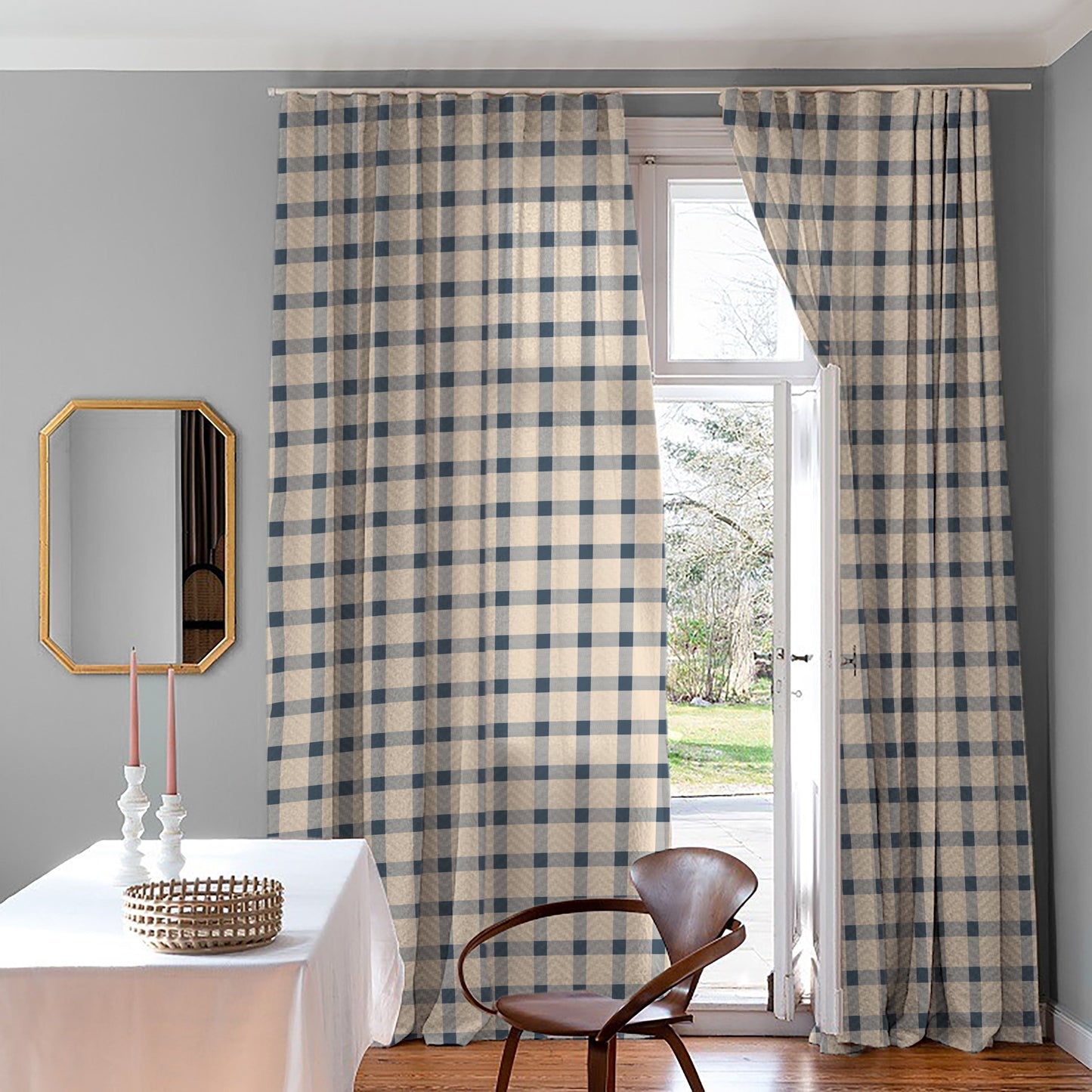 Digital Boho Printed Twill Textured Room Darkening Curtains Set Of 2 - DS535F