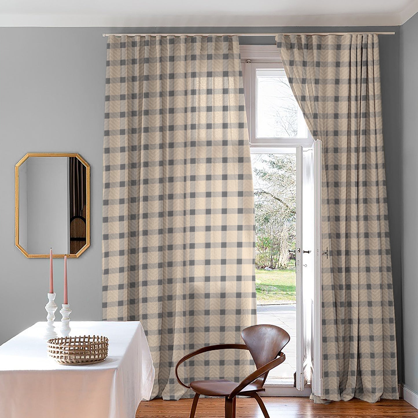 Digital Boho Printed Twill Textured Room Darkening Curtains Set Of 2 - DS535G