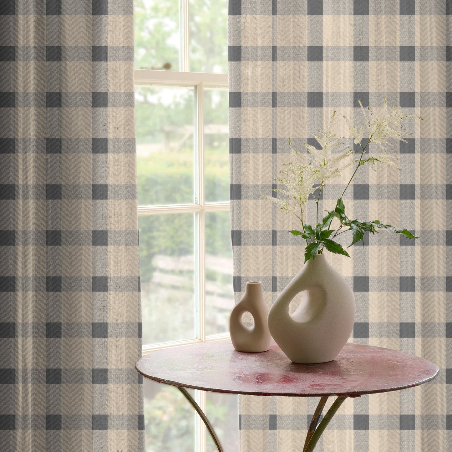 Digital Boho Printed Twill Textured Room Darkening Curtains Set Of 2 - DS535G
