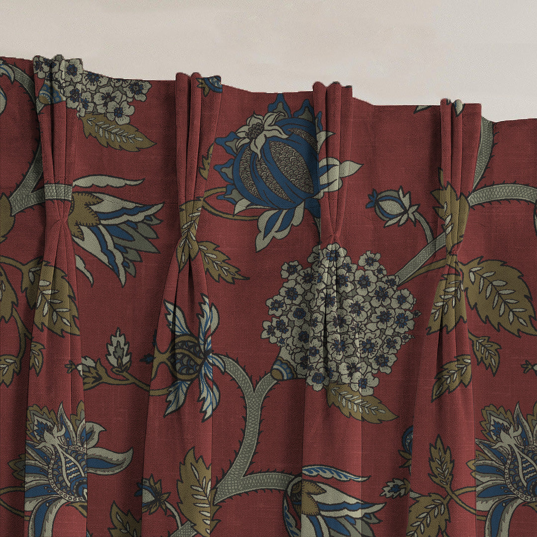 Garden Charm Floral Barn Red Velvet Room Darkening Curtains Set Of 2 - (DS542C)