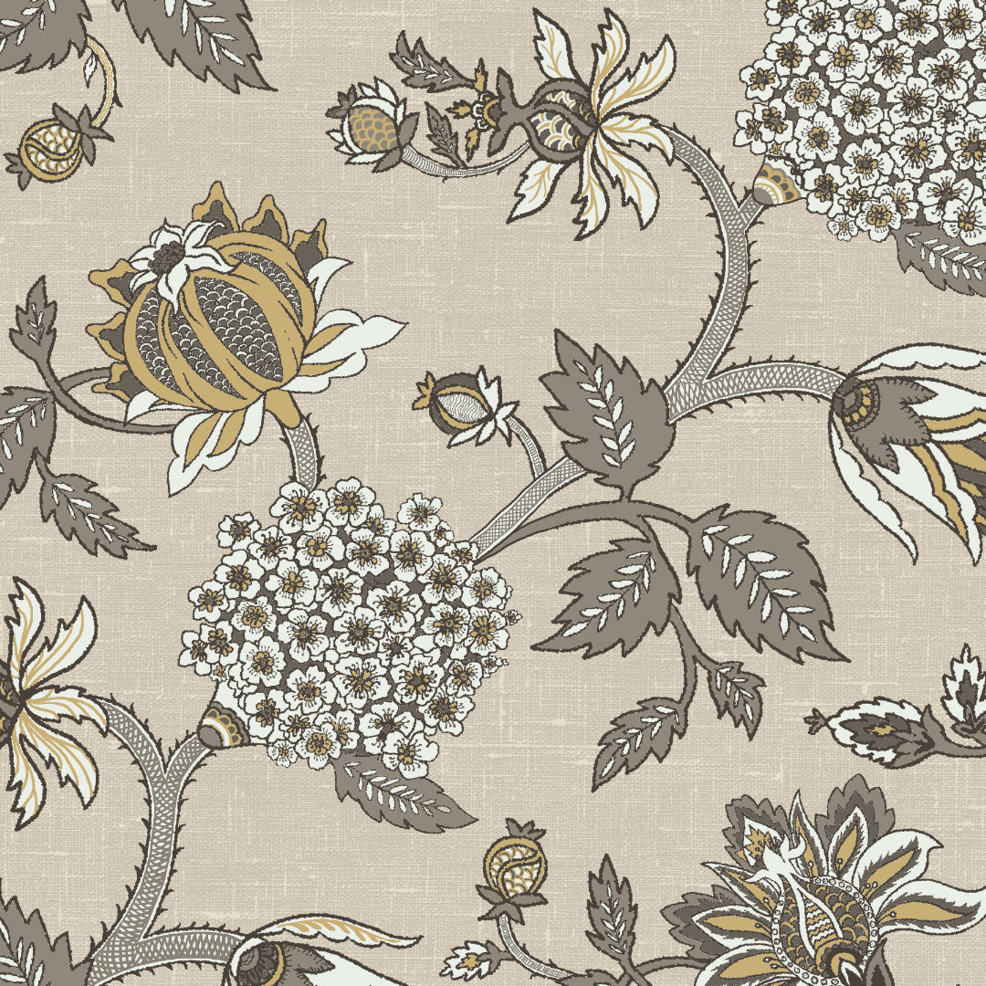 Garden Charm Floral Tan Velvet Room Darkening Curtains Set Of 2 - (DS542E)