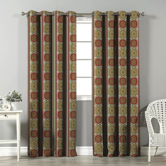 Structured Symmetry Geometric Grass Green Velvet Room Darkening Curtains Set Of 2 - (DS546C)
