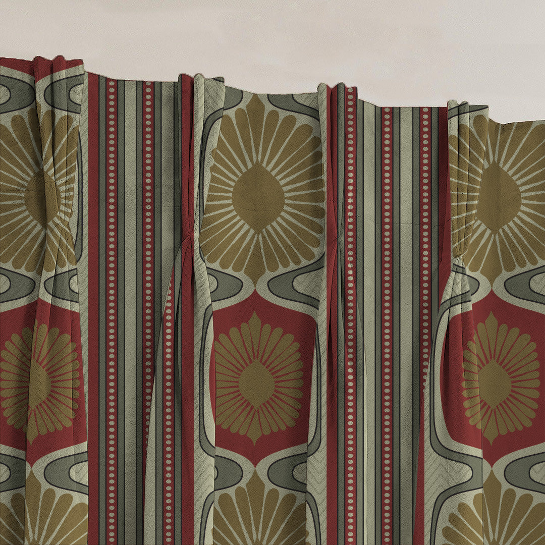 Structured Symmetry Geometric Grass Green Velvet Room Darkening Curtains Set Of 2 - (DS546C)