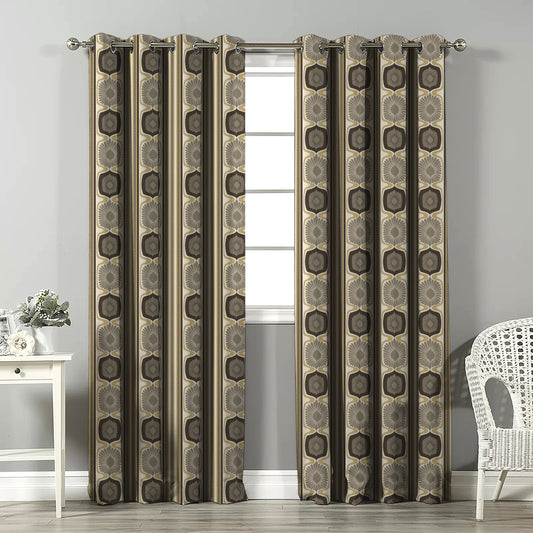 Structured Symmetry Geometric Corn Yellow Velvet Room Darkening Curtains Set Of 2 - (DS546E)