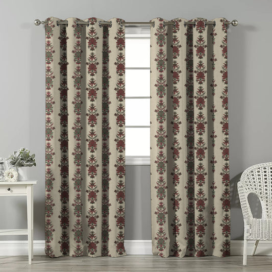 Desi Floral Indie Seafoam Green Velvet Room Darkening Curtains Set Of 2 - (DS547A)