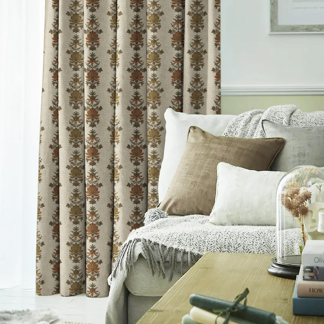 Desi Floral Indie Mustard Yellow Velvet Room Darkening Curtains Set Of 2 - (DS547D)