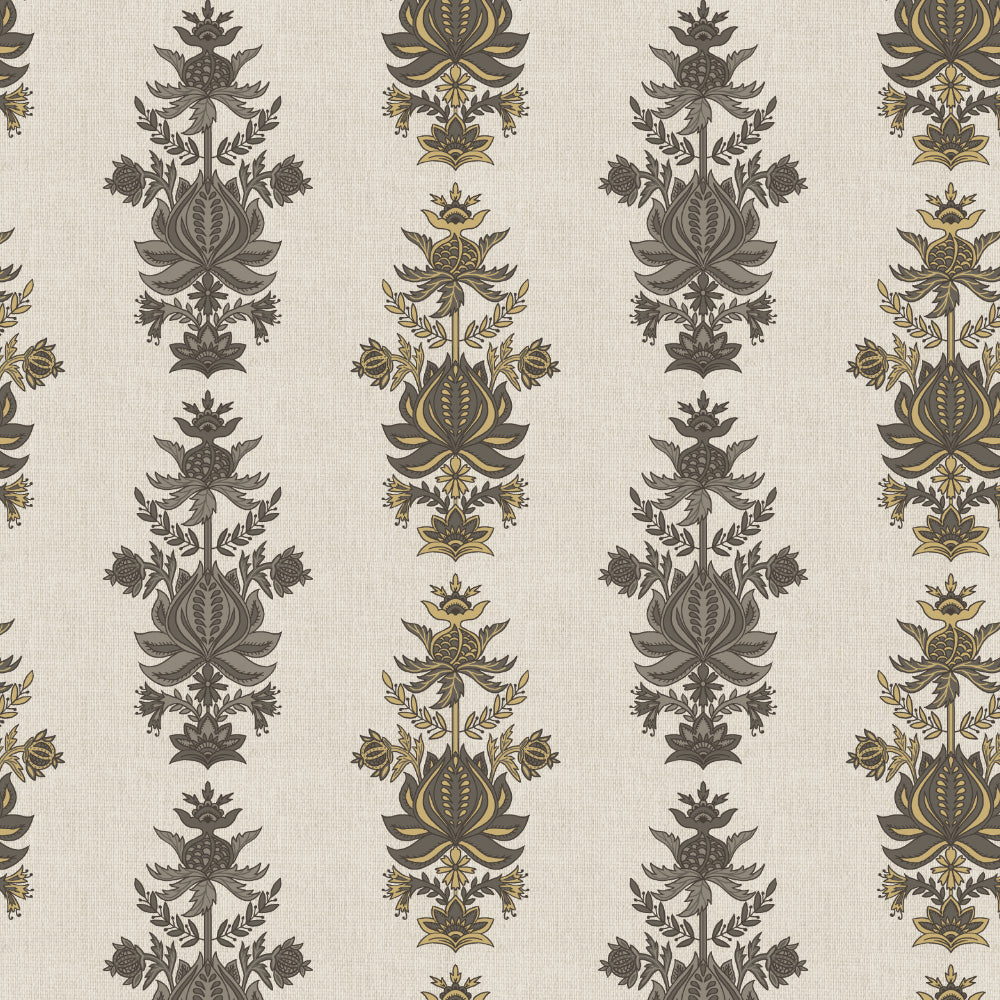 Desi Floral Indie Ash Grey Velvet Room Darkening Curtains Set Of 2 - (DS547E)