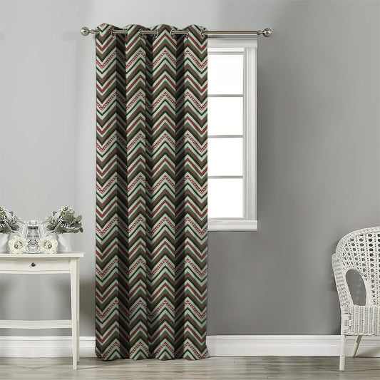 Chevron Harmony Geometric Seafoam Green Velvet Room Darkening Curtains Set Of 1pc - (DS548A)