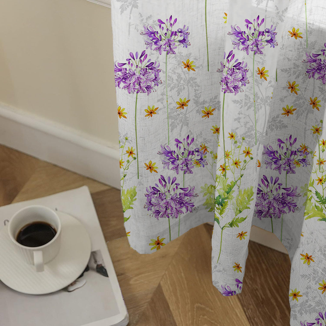 Meadow Melody Floral Lavendar Matte Finish Room Darkening Curtains Set Of 2 - (DS552)