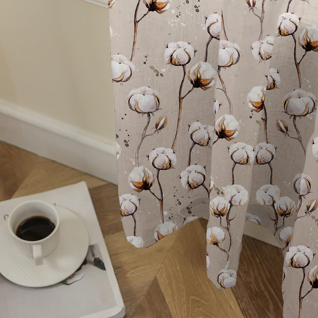 Cotton Blossom Floral Matte Finish Curtain Set Of 2 DS556