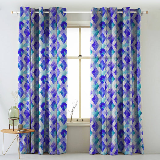Elegent Geometric Print Matt Finish Room Darkening Curtain Set of 2 MTDS58B