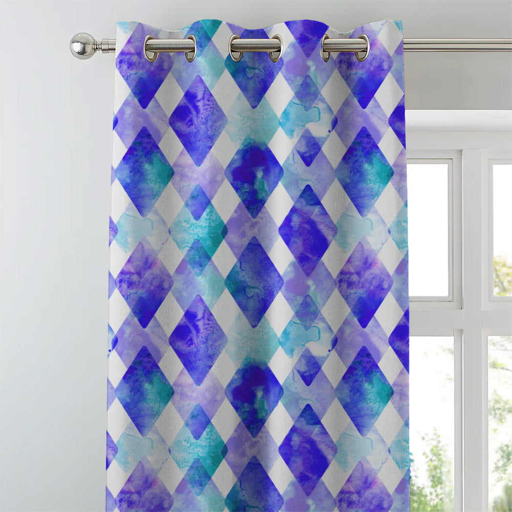 Elegent Geometric Print Matt Finish Room Darkening Curtain Set of 2 MTDS58B