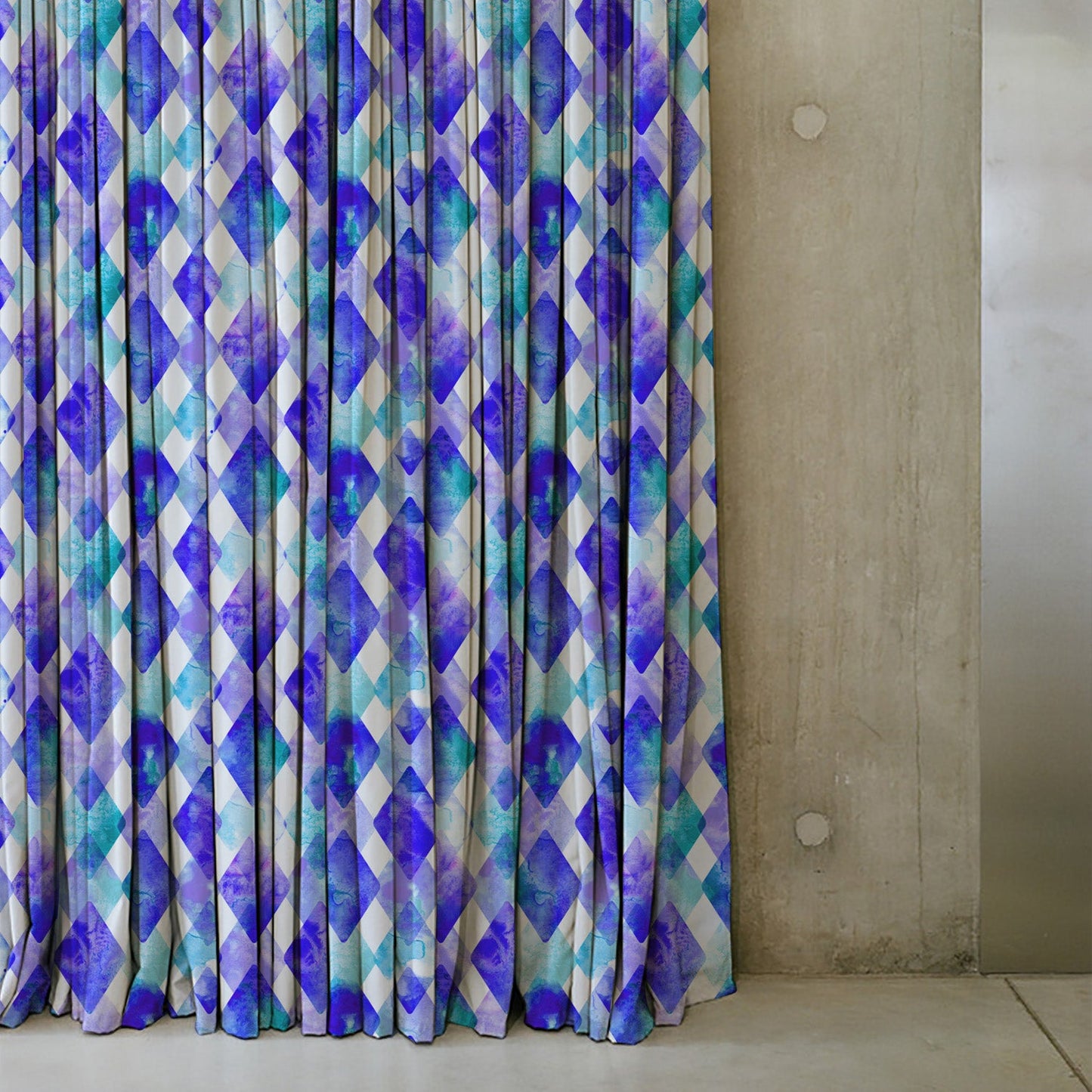 Elegent Geometric Print Matt Finish Room Darkening Curtain Set of 2 MTDS58B