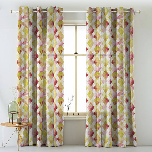 Elegent Geometric Print Matt Finish Room Darkening Curtain Set of 2 MTDS58C