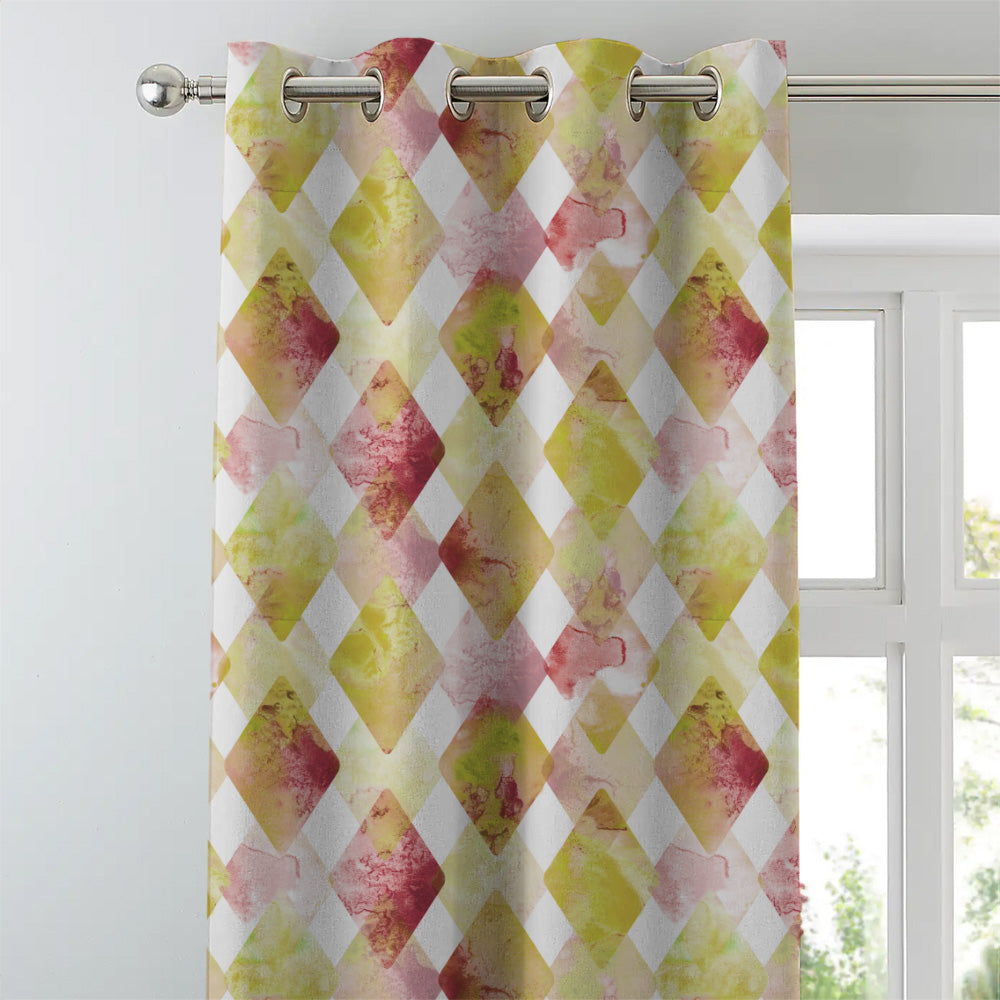 Elegent Geometric Print Matt Finish Room Darkening Curtain Set of 2 MTDS58C