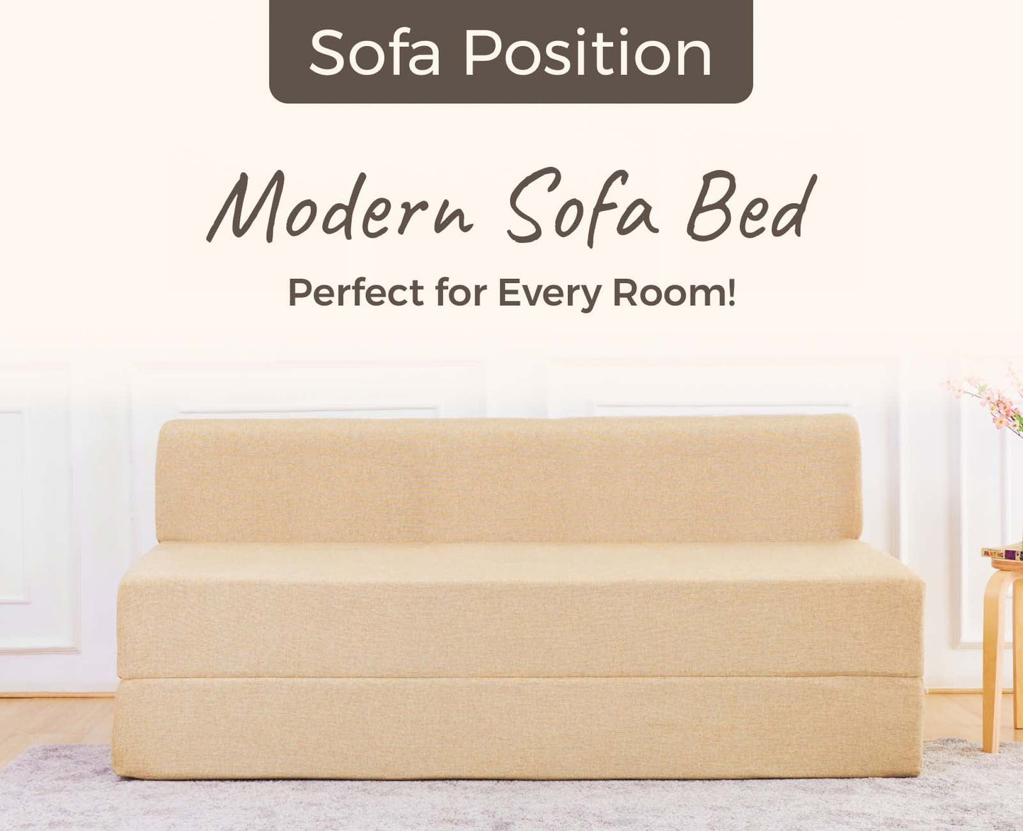 Jute Sofa Bed, Beige | 5 x 6, Three Seater