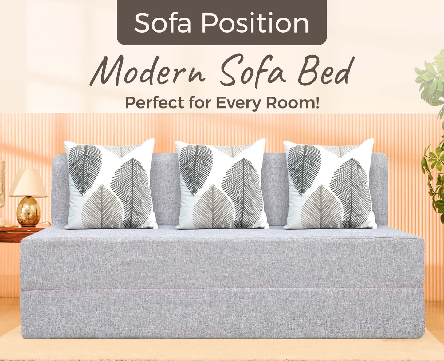 Jute Sofa Bed, Silver | 5 x 6, Three Seater | 3 ThreadBare Cushions