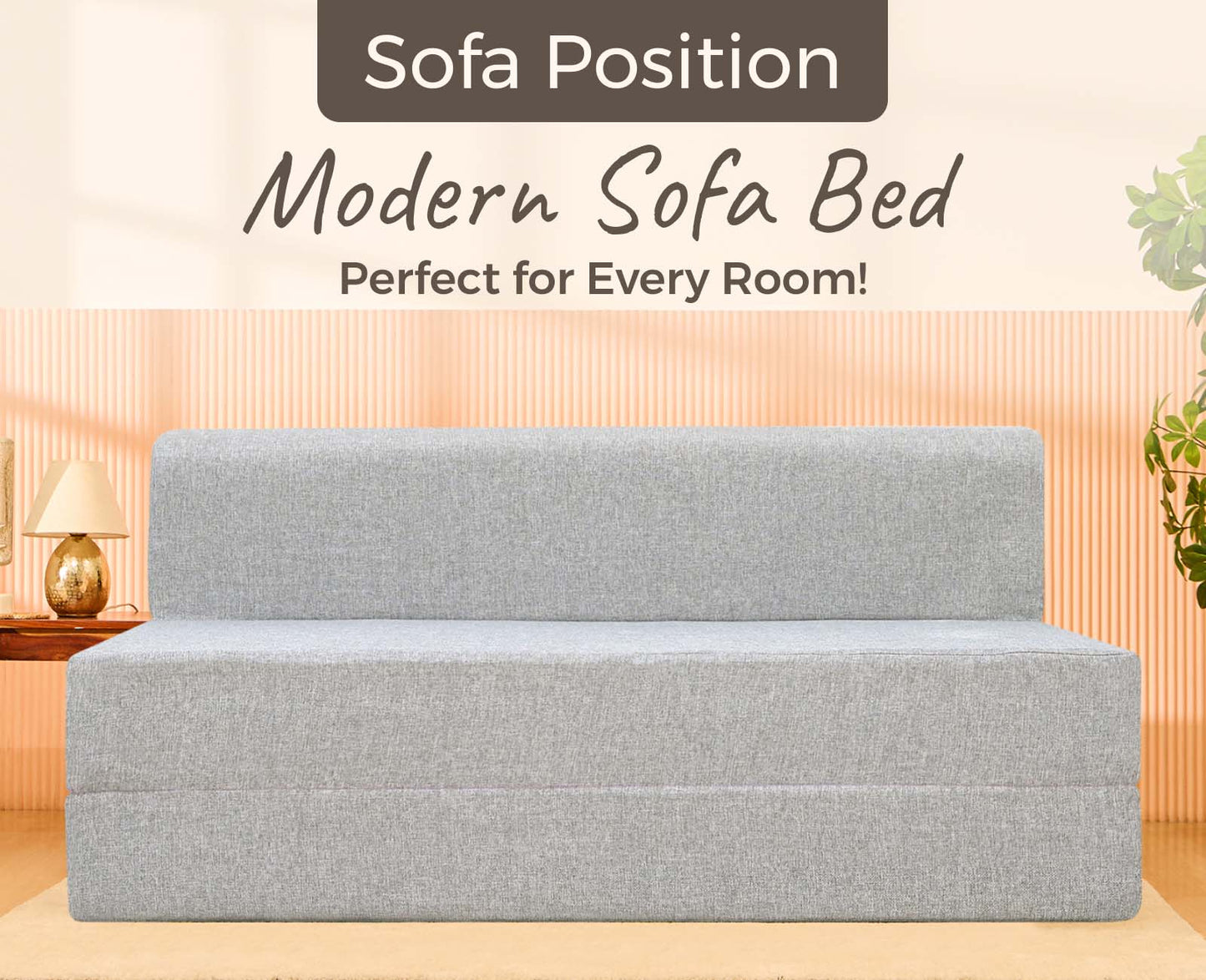 Jute Sofa Bed, Silver | 5 x 6, Three Seater