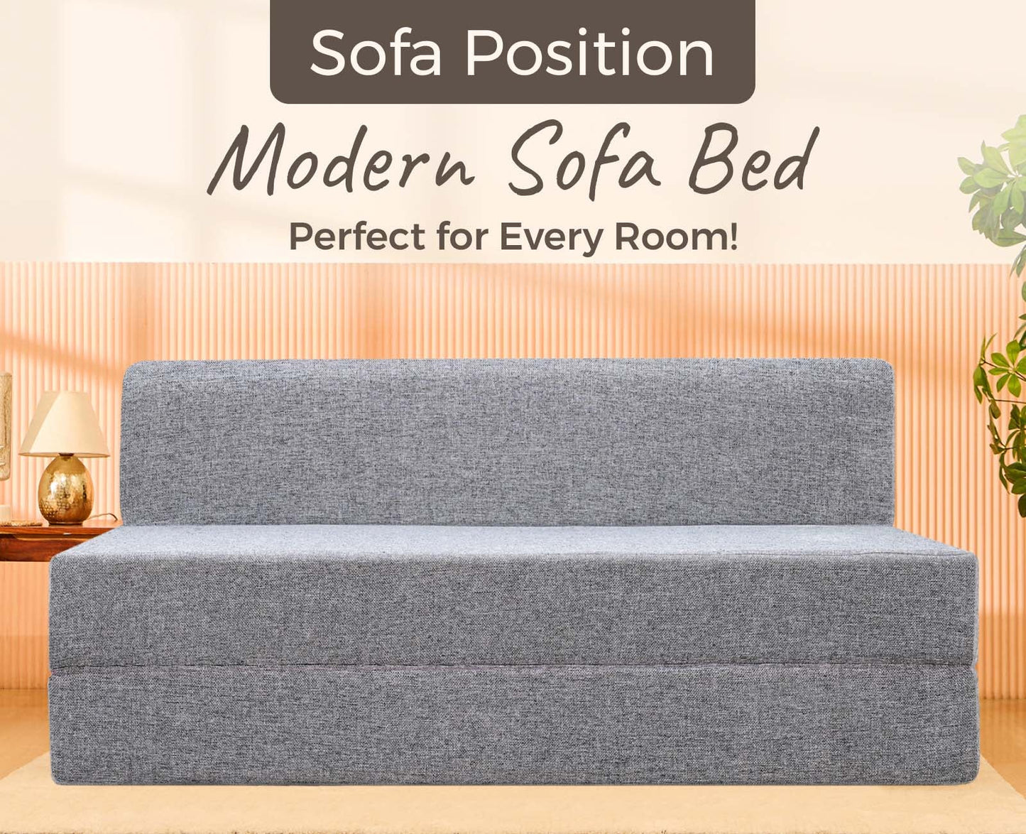 Jute Sofa Bed, Ash Grey | 5 x 6, Three Seater