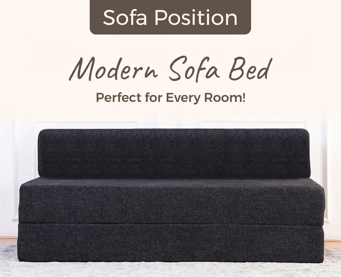 Jute Sofa Bed, Dark Grey | 5 x 6, Three Seater