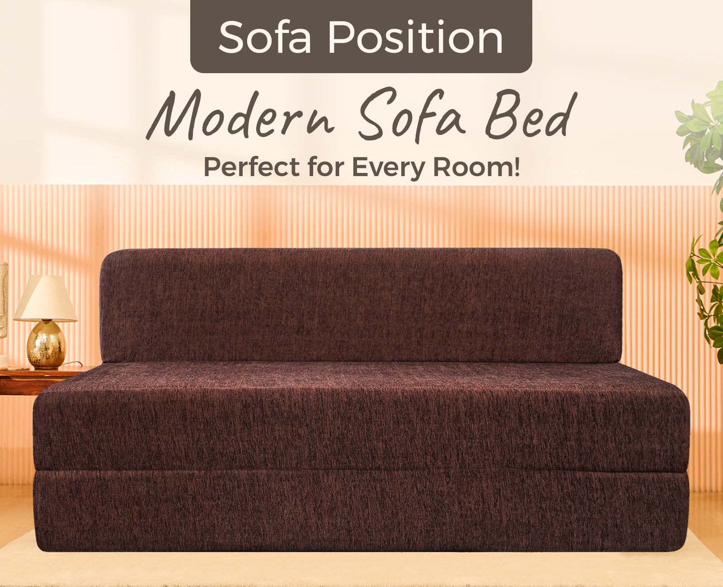 Molfino Sofa Bed, Brown | 5 x 6, Three Seater