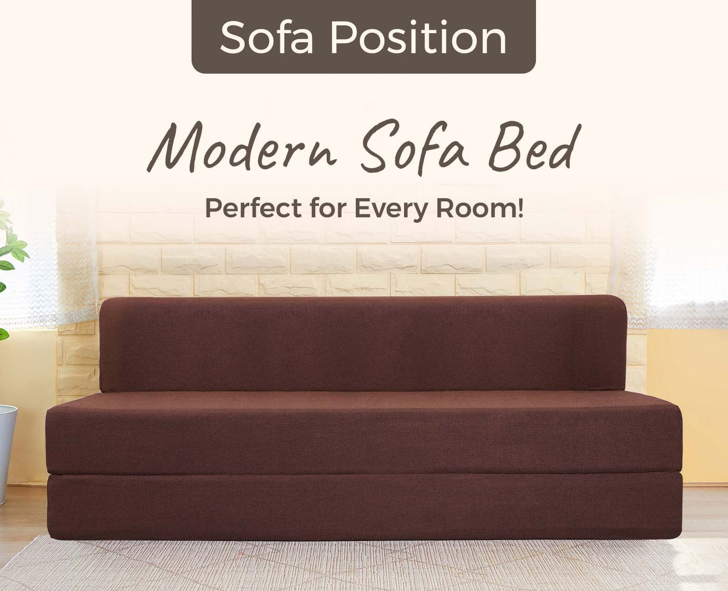 Jute Sofa Bed, Malt Brown | 5 x 6, Three Seater
