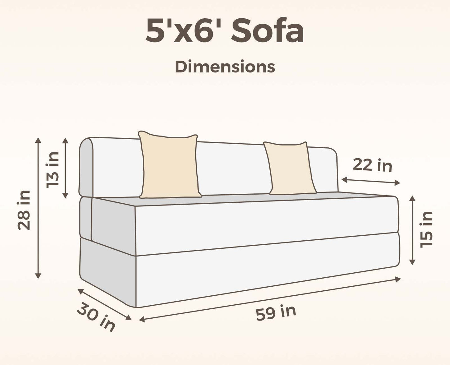 Jute Sofa Bed, Silver | 5 x 6, Three Seater | 2 Red Quartet Cushions