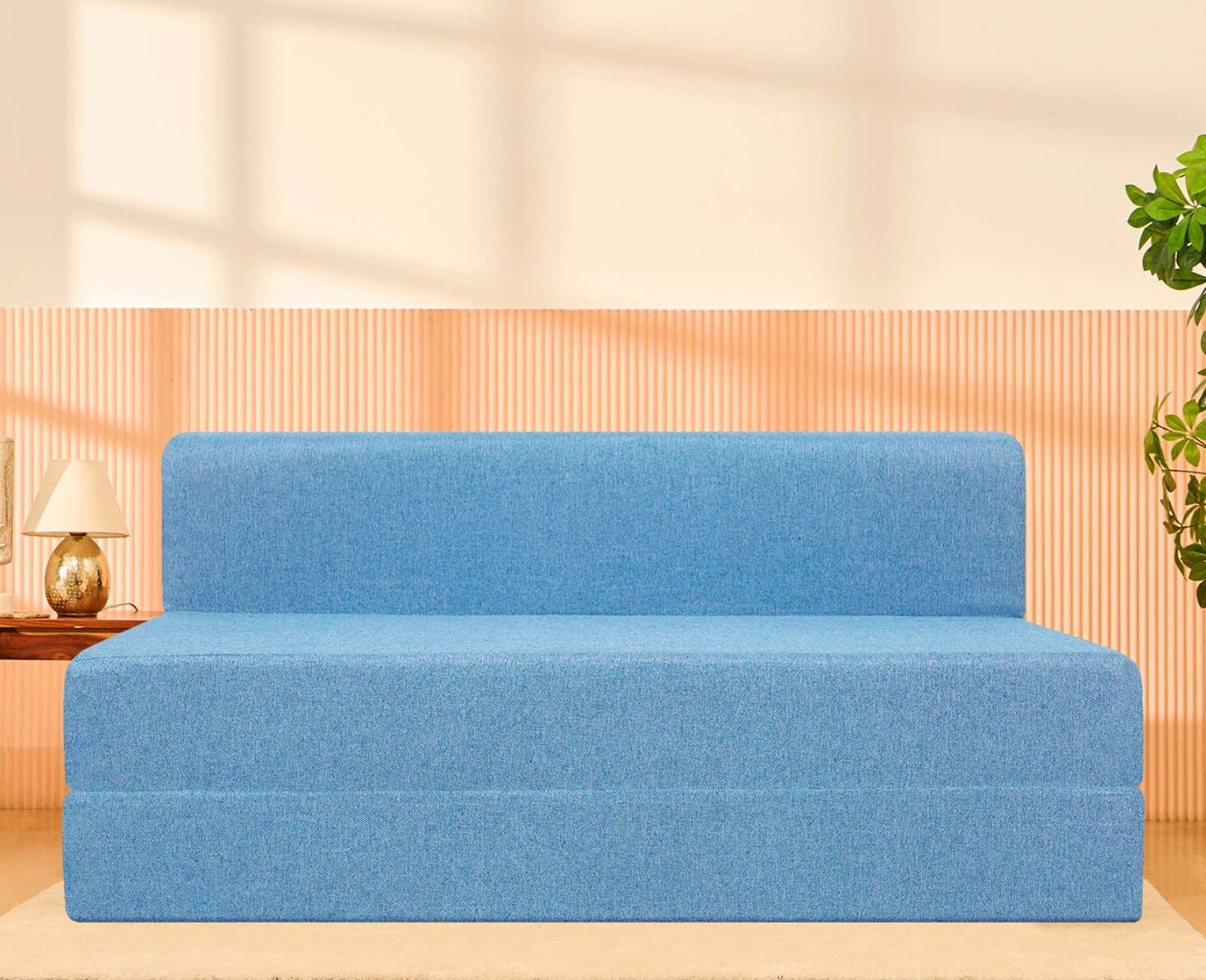 Jute Sofa Bed, Aqua Blue | 5 x 6, Three Seater