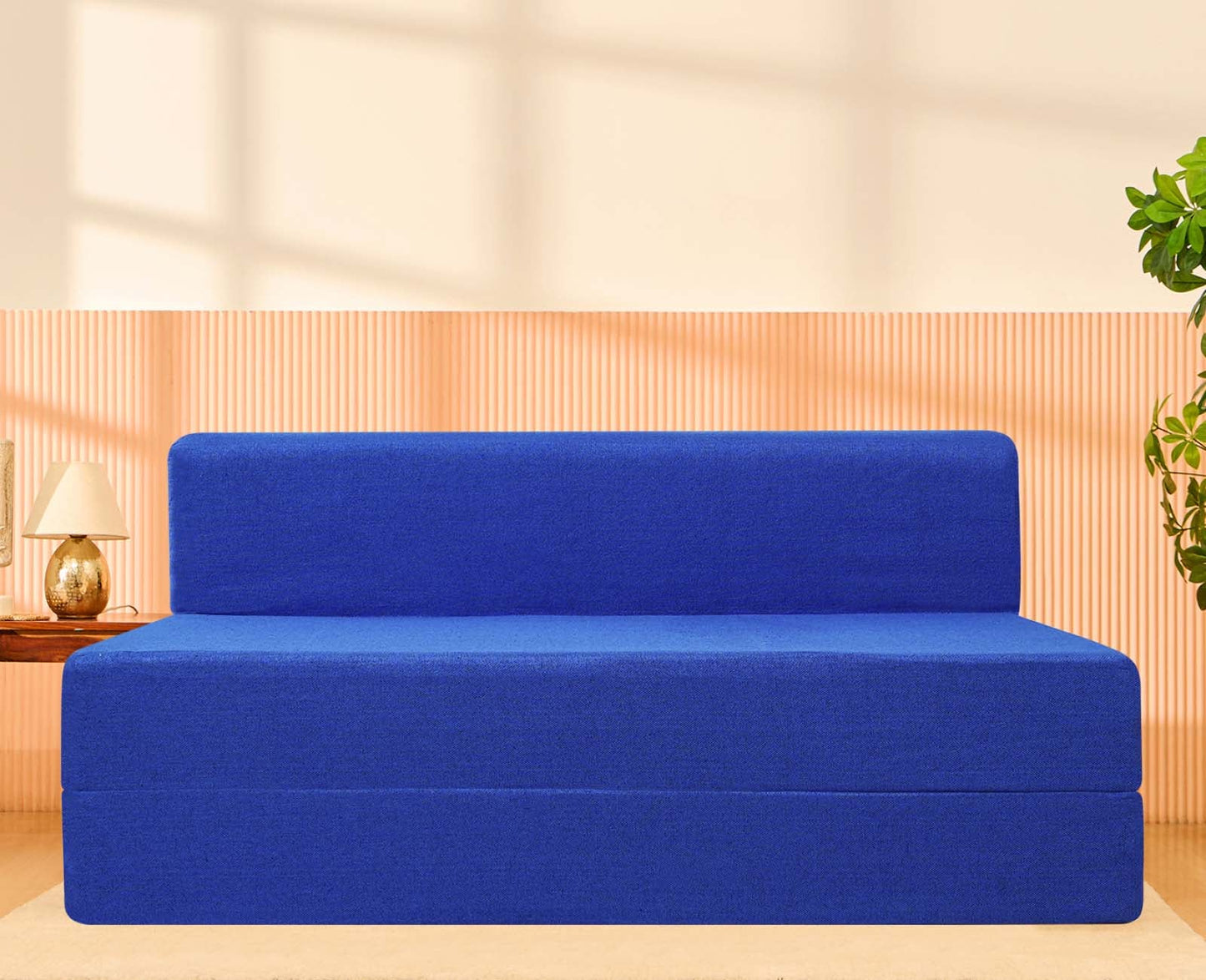 Jute Sofa Bed, Berry Blue | 5 x 6, Three Seater