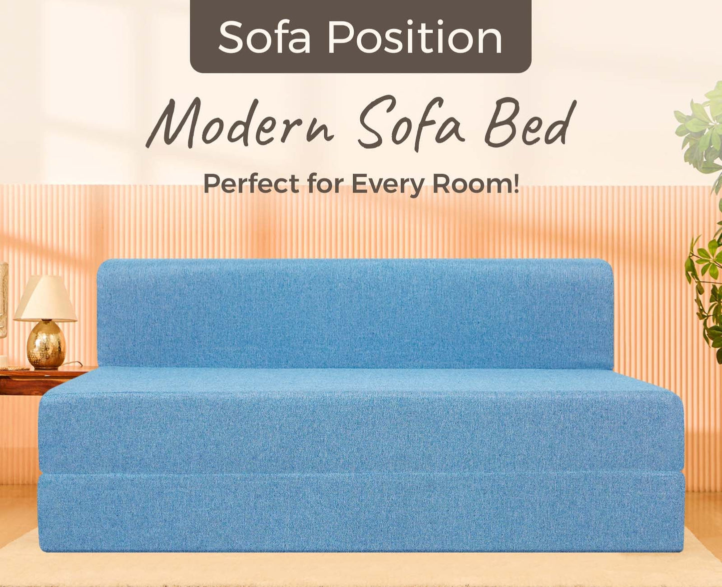 Jute Sofa Bed, Aqua Blue | 5 x 6, Three Seater