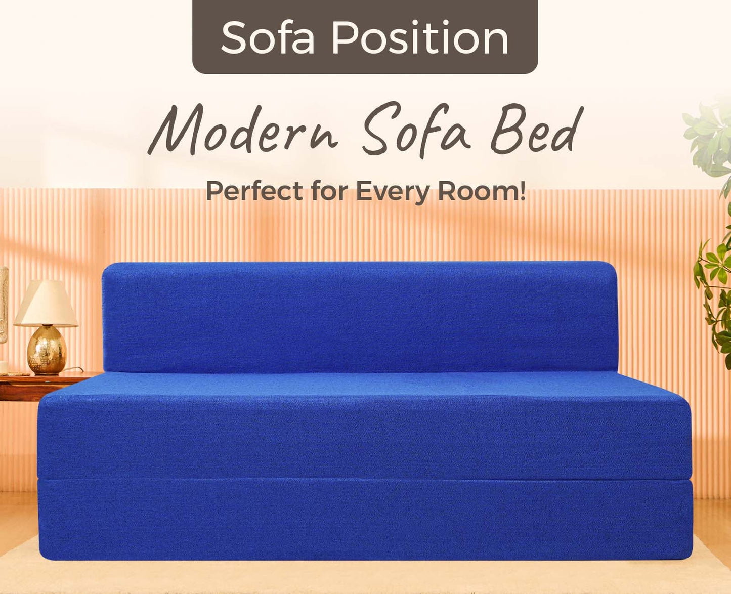 Jute Sofa Bed, Berry Blue | 5 x 6, Three Seater