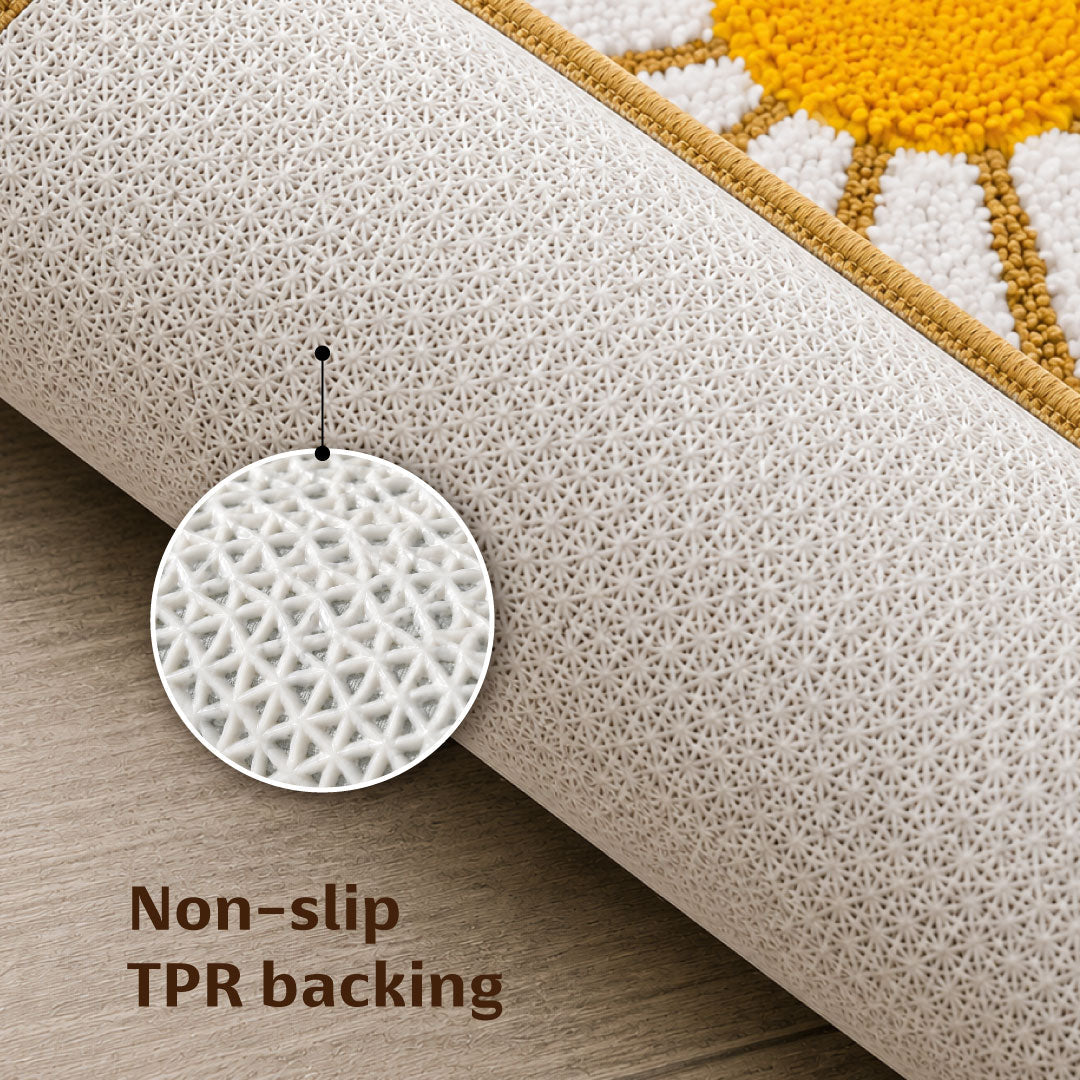 Flower Beige Bathroom Mat