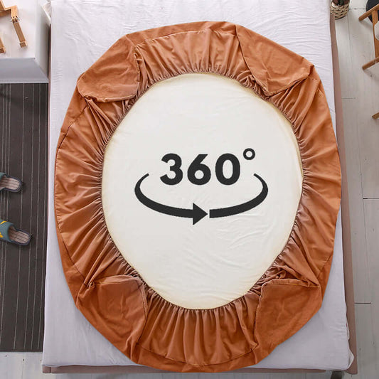 Waterproof Mattress Protector with 360 Degree Elastic Strap, Luxury Terry (Golden, Available in 16 Sizes)