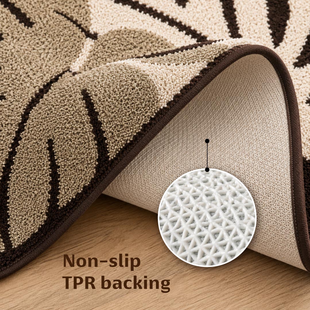 Two Leaf Brown Bathroom Mat