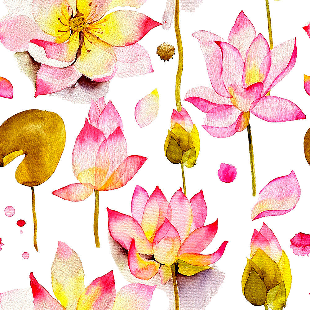 Lotus Dreams Floral Pink Heavy Satin Room Darkening Curtain Set Of 2 - DS 6 A