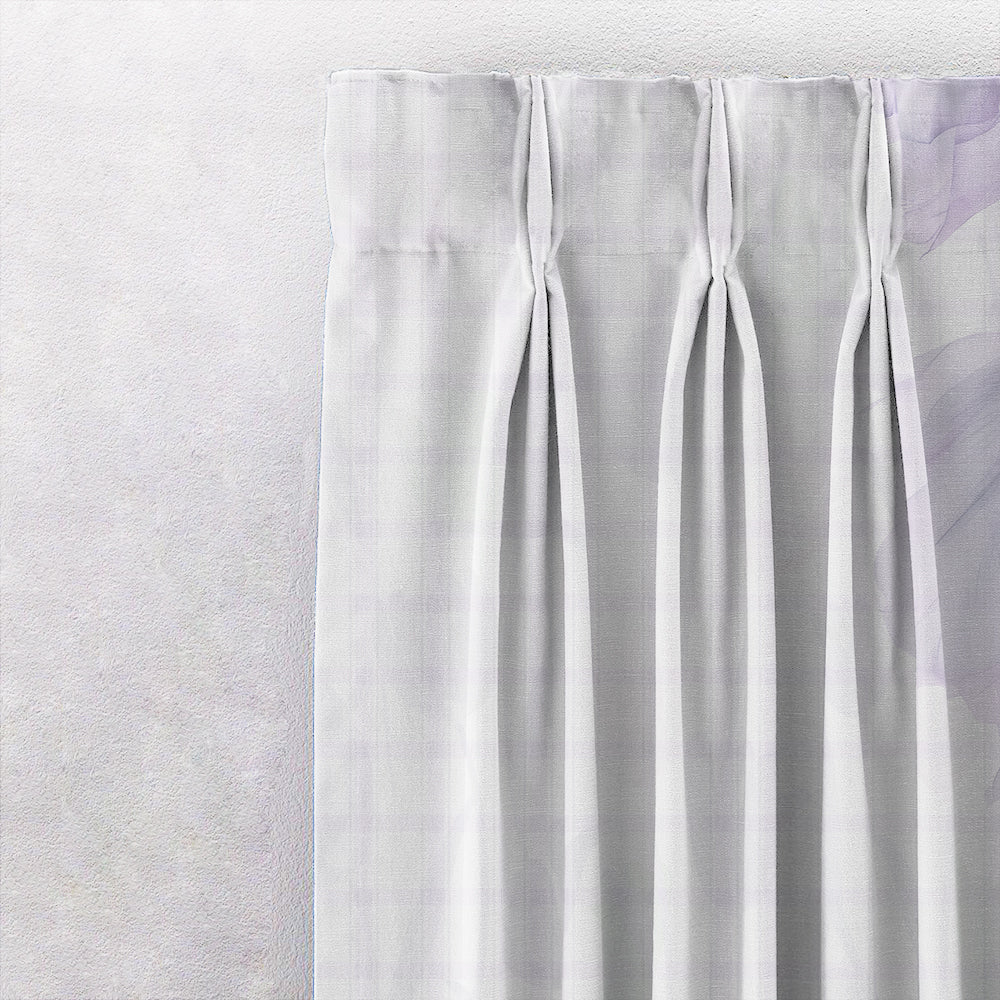 Morning Dew Floral Glossy Grape Purple Heavy Satin Room Darkening Curtain Set of 2 - DS605