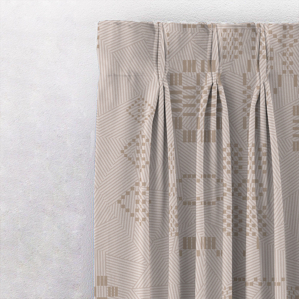 Sahara Lines Geometric Pastel Pink Heavy Satin Room Darkening Curtain Set of 2 - DS610