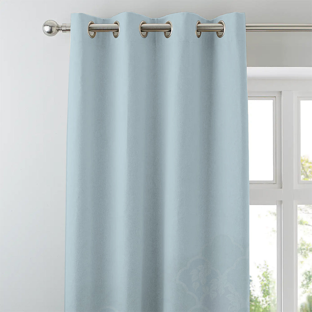 Icy Petals Indie Pastel Blue Heavy Satin Room Darkening Curtain Set of 2 - DS612