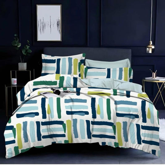 Paint Blue 180 TC Cotton Blend Flat King Bedsheet