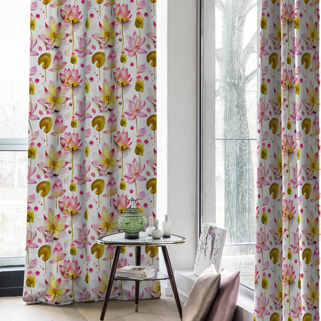 Elegant Floral Print Room Darkening Curtains- Set Of 1pc - DS06A