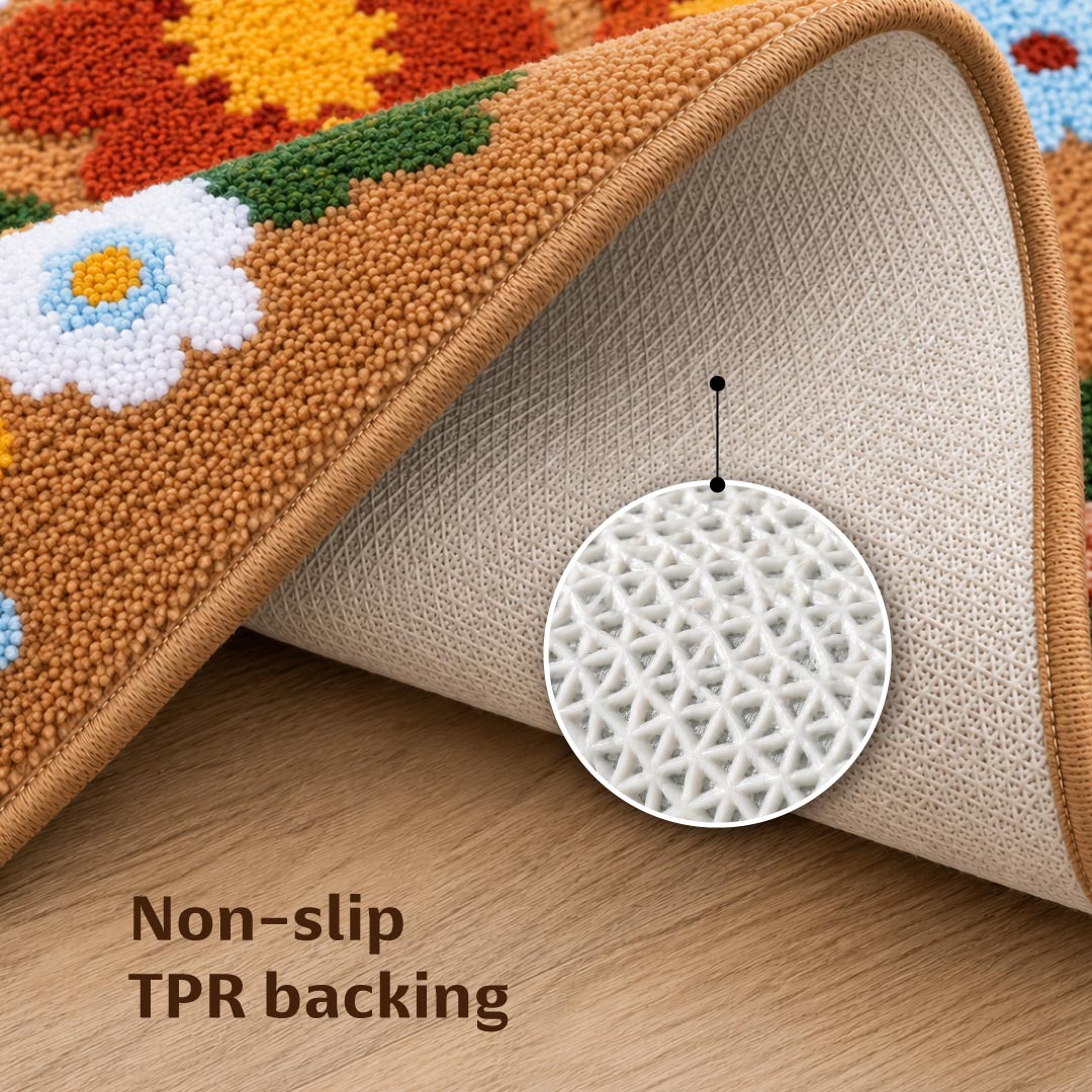 Tan Daisy Beige Runner Mat