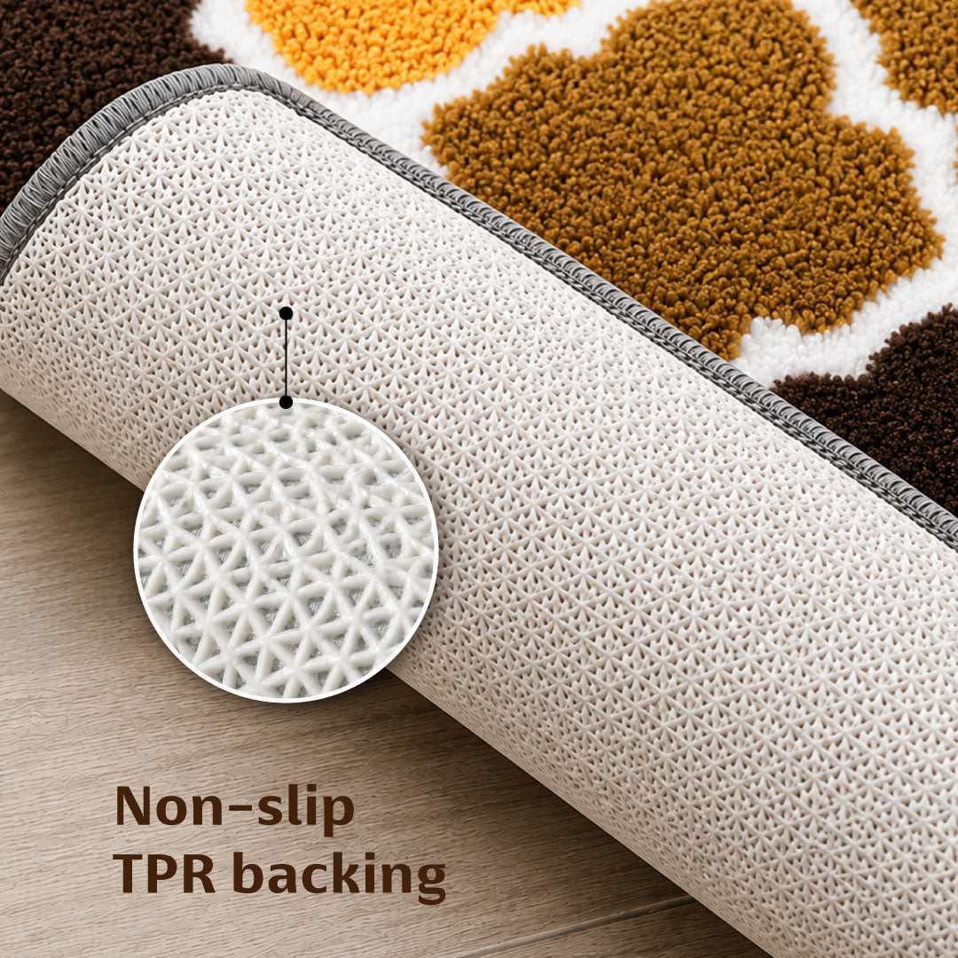 Ellipse Beige Bathroom Mat