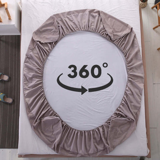 Waterproof Mattress Protector with 360 Degree Elastic Strap, Luxury Terry (Grey, Available in 16 Sizes)