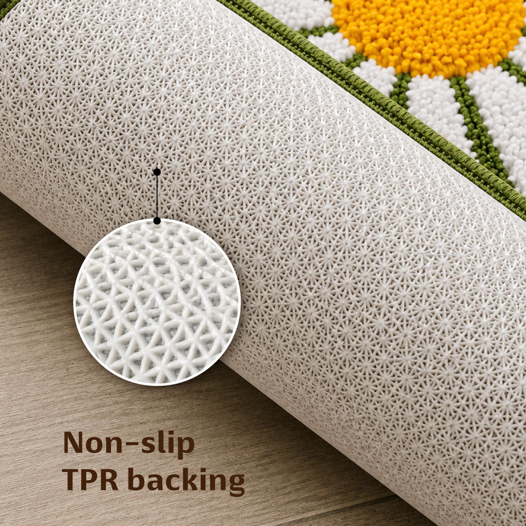 Flower Green Runner Mat