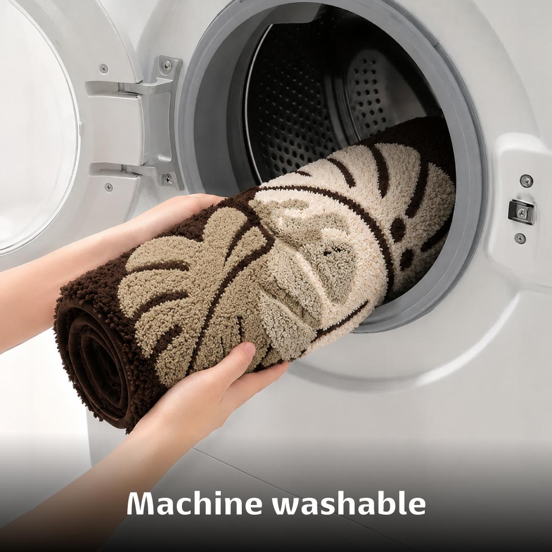 Two Leaf Brown Bathroom Mat