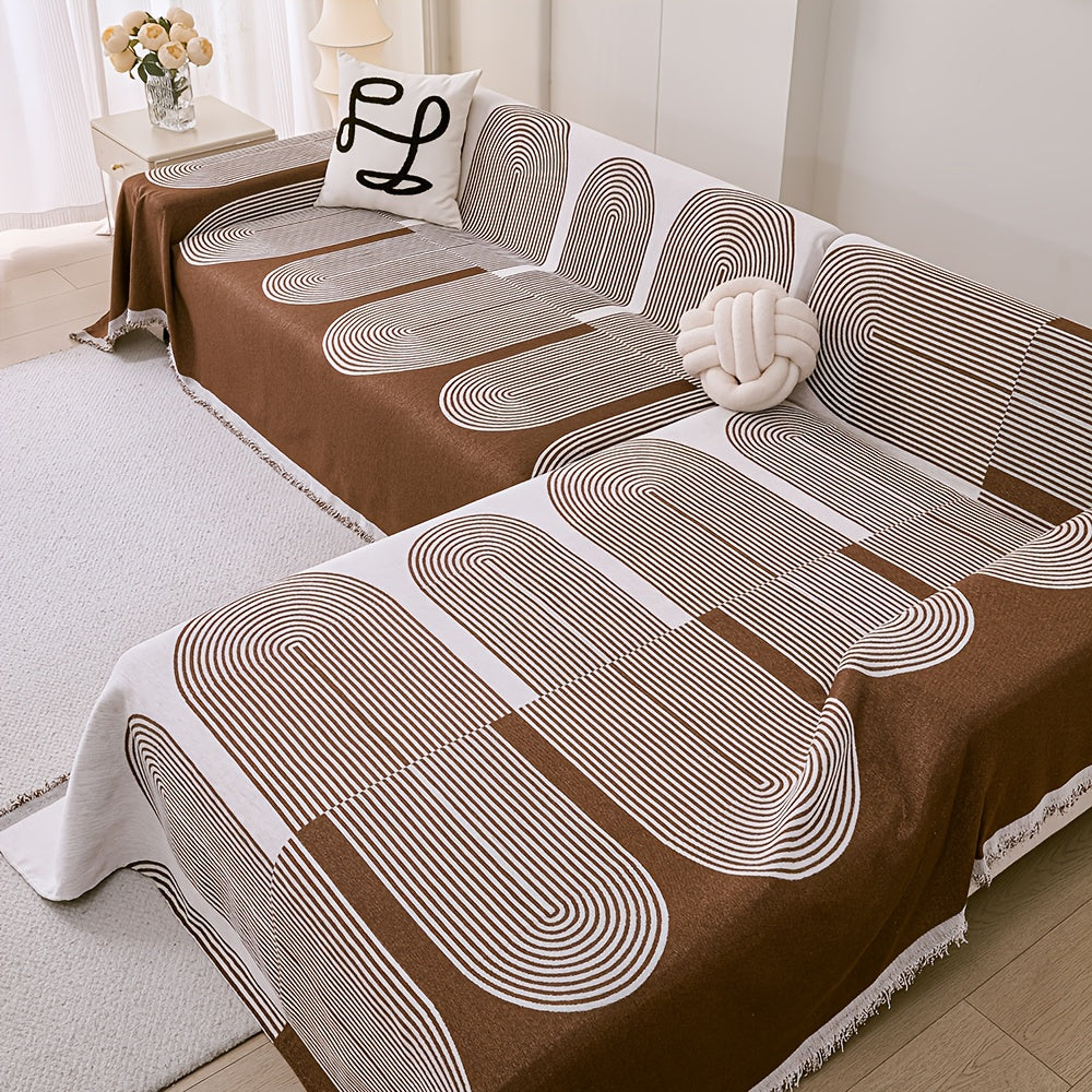 L Shape Premium Double Sided Chenille Sofa Covers - Brown Juniper