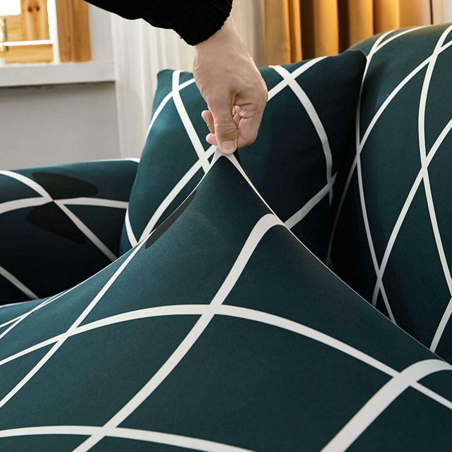 3+1+1 CROSS BLUE SOFA COVER ELASTIC STRETCHABLE 48 HOURS OFFER